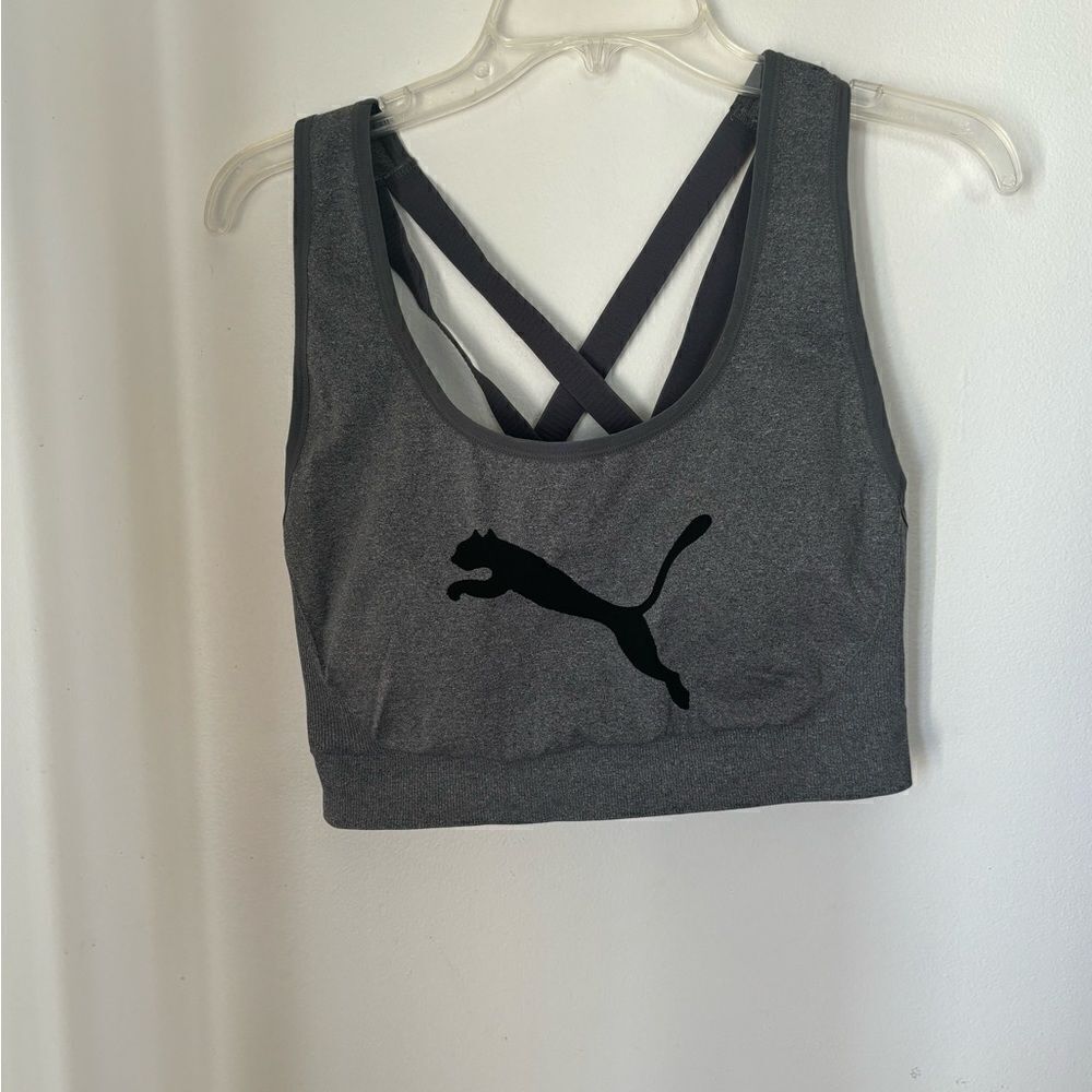 Puma gray and black sports bra
